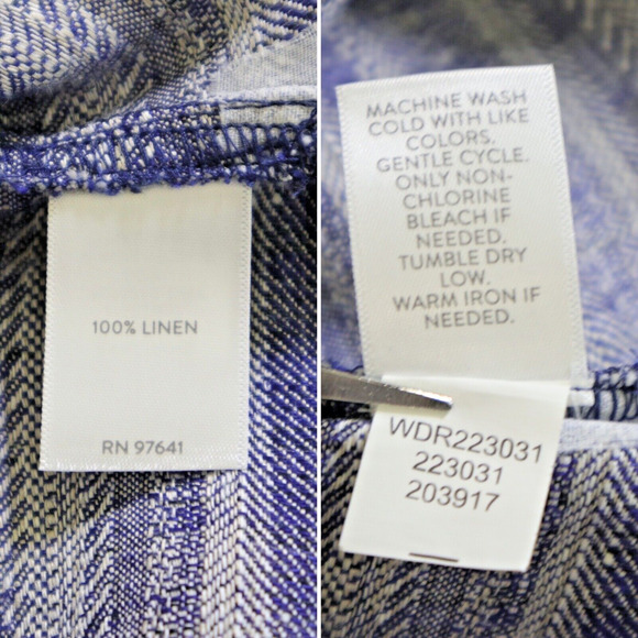 Pure J Jill Size L Woven Stripe Linen Maxi Dress Keyhole Neck Blue - Picture 10 of 10